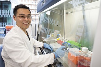 Dr Tommy Liu at a fume hood