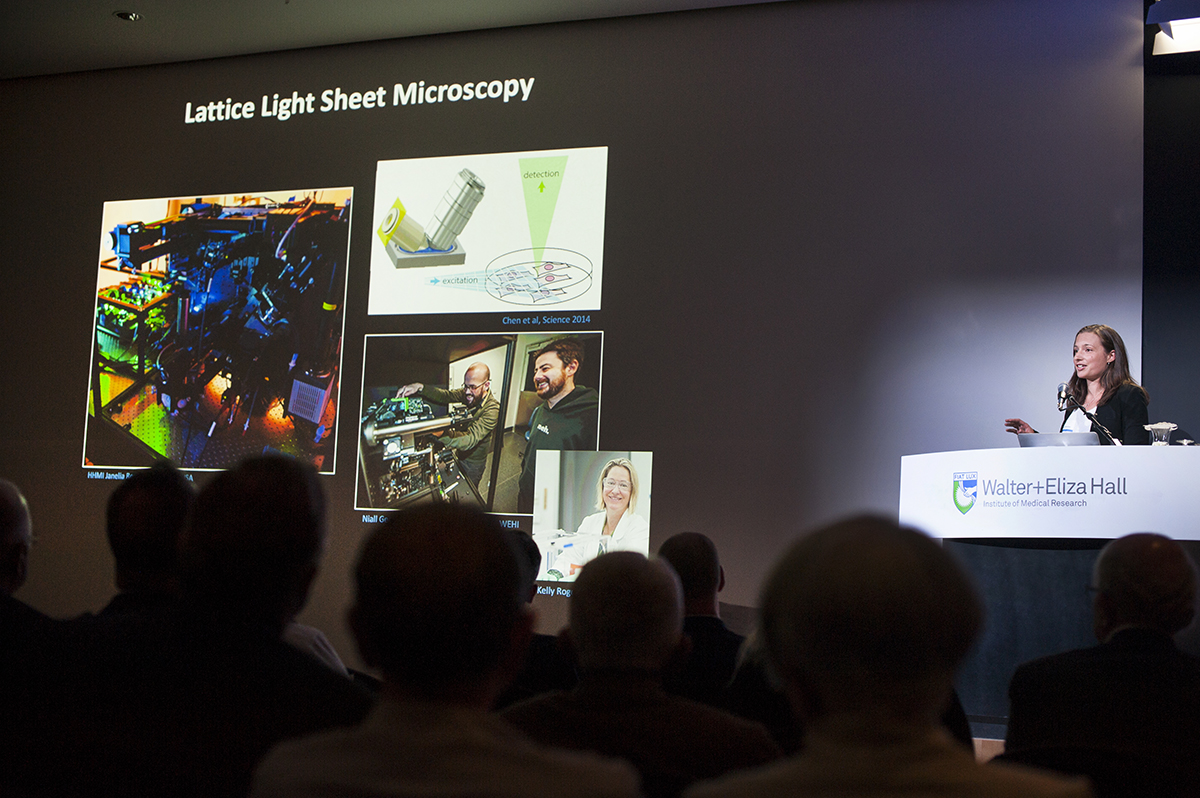 Kate McArthur giving a scientific presentation